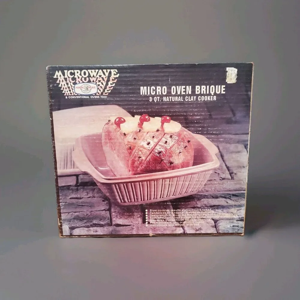 Vintage Nordic Ware Micro Oven Brique 3 Qt Natural Clay Cooker USA New Open Box